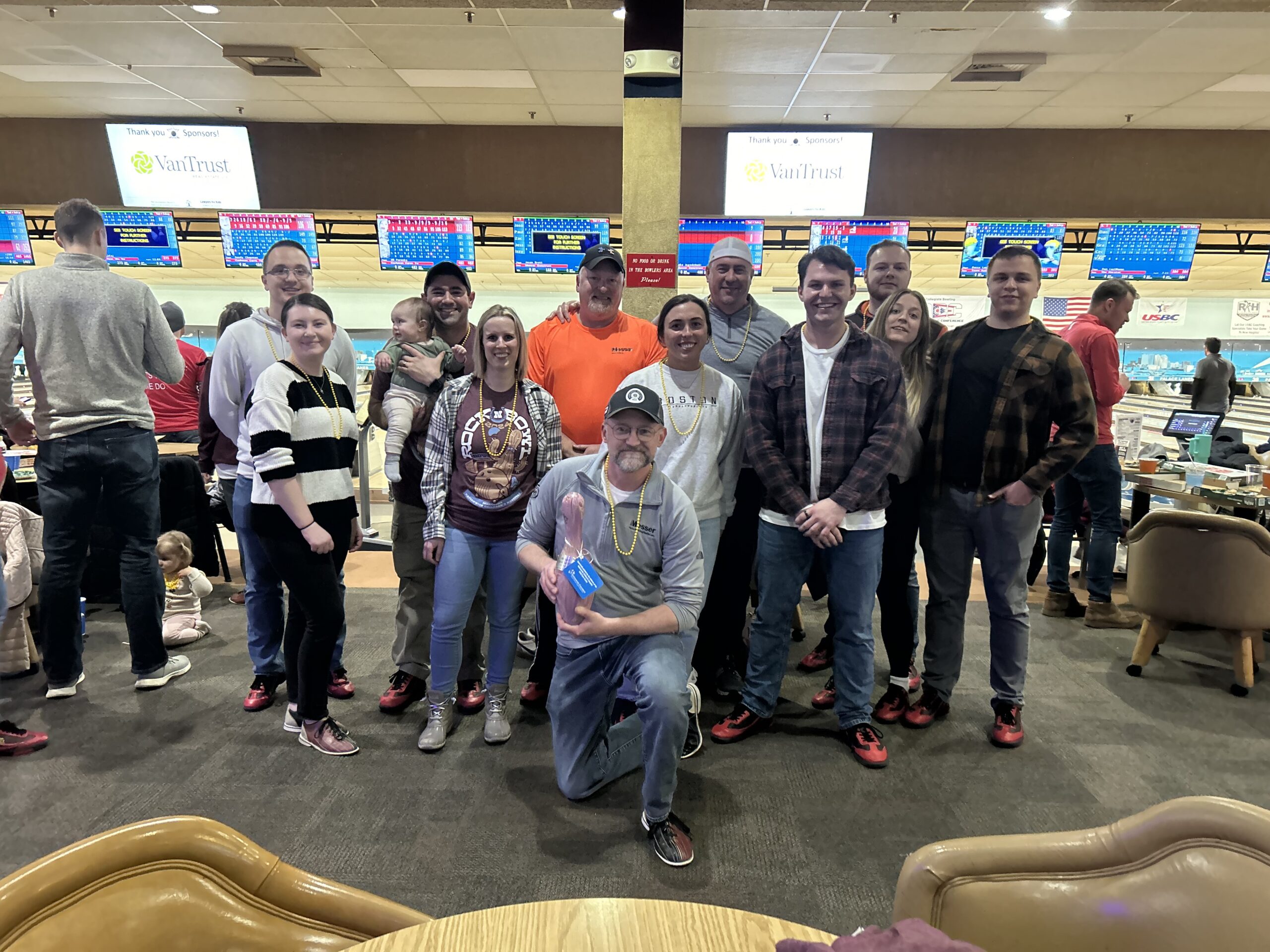 Messer Construction Company Columbus employees at a bowling alley